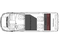 ELW1 Modell OstfildernVolkswagen Crafter 3640mm Radstand / Mercedes Benz Sprinter 3665mm Radstand, 2 Einzeldrehsitze in Front, 120cm Besprechungstisch, 2 Drehsitze, Funktisch, 50cm Geräteraum (9)
